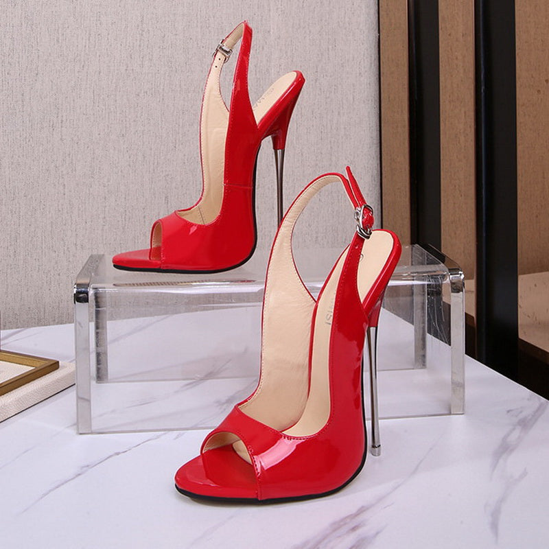 Steel heel Peeptoe stiletto shoe