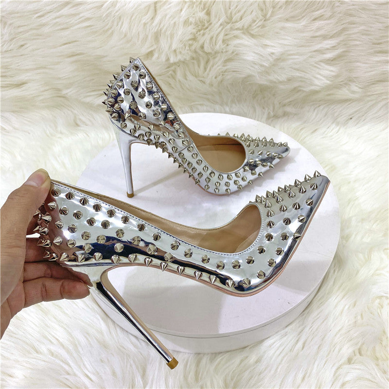 Silver studded heels