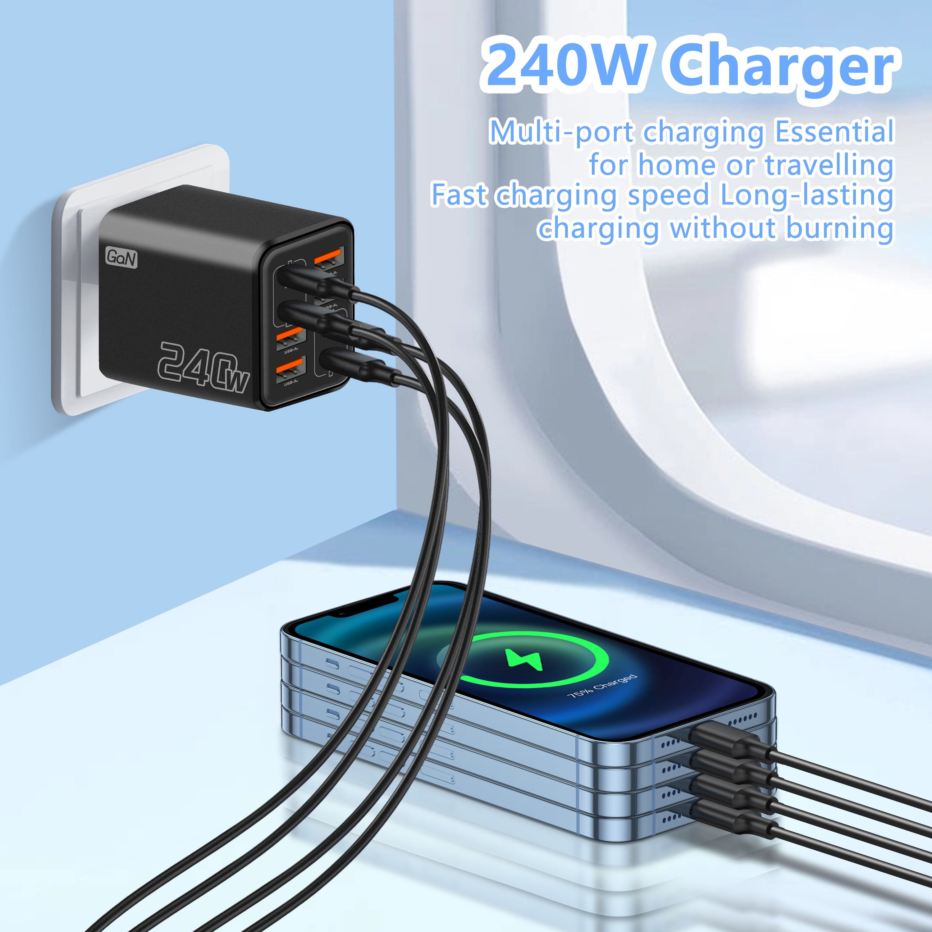 240W 8 in 1 fast charging power adaptor