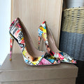 Magazine print stiletto high heel