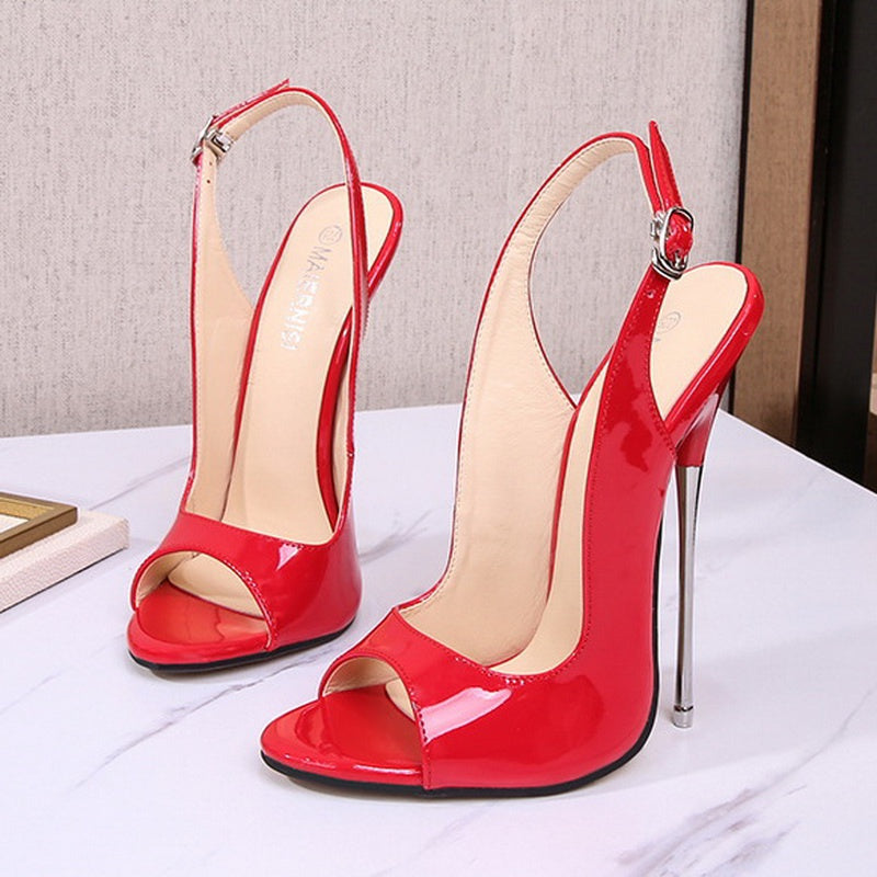 Steel heel Peeptoe stiletto shoe