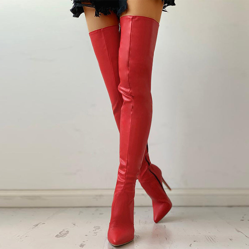 Leather thigh high boots