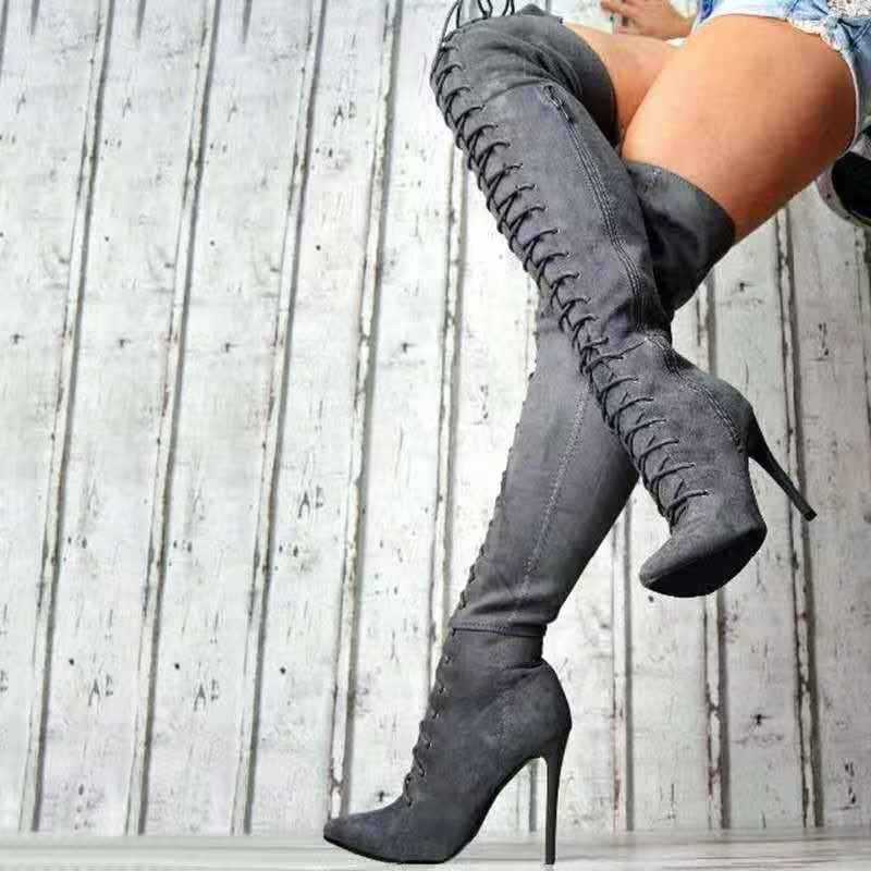 Thigh high suede boots