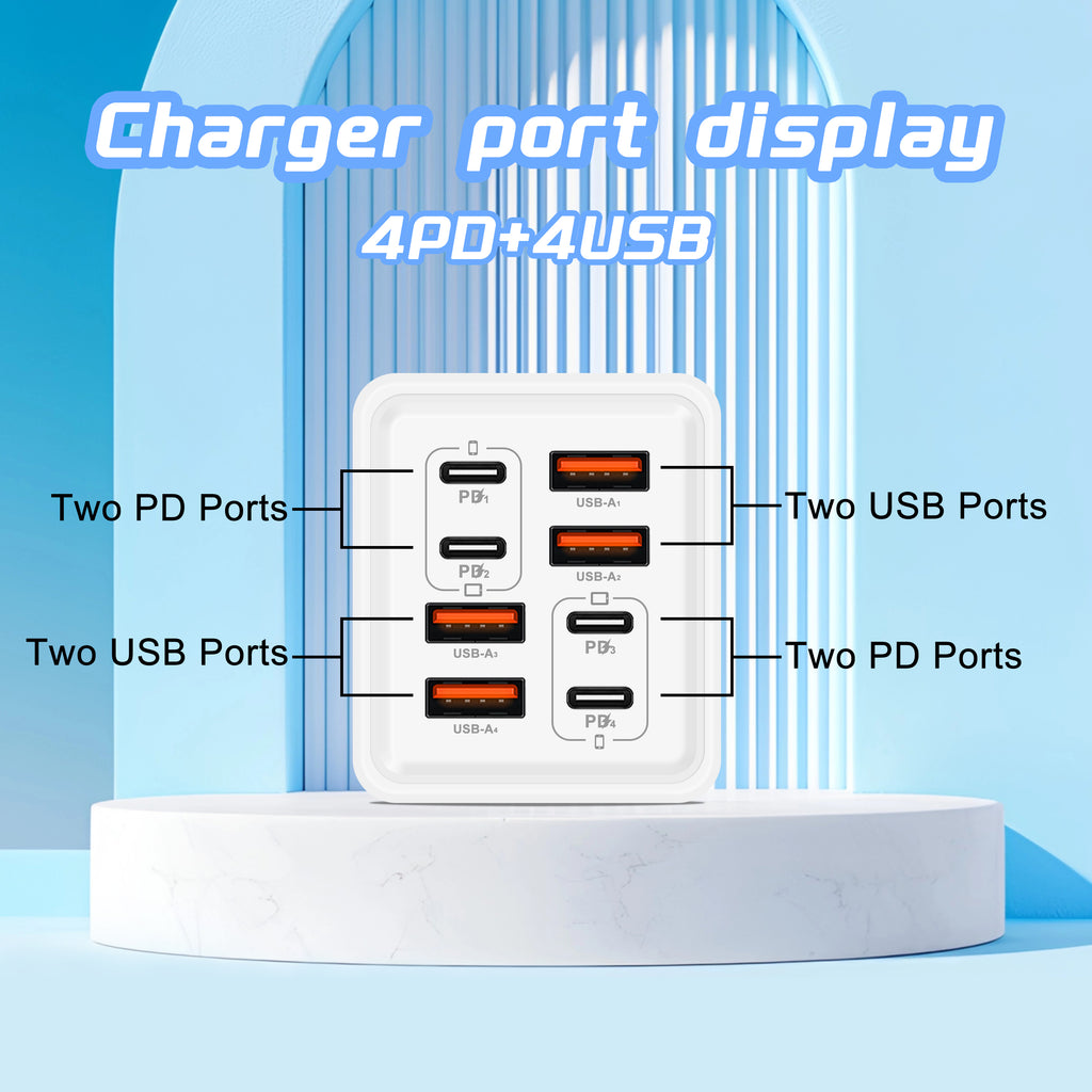 240W 8 in 1 fast charging power adaptor