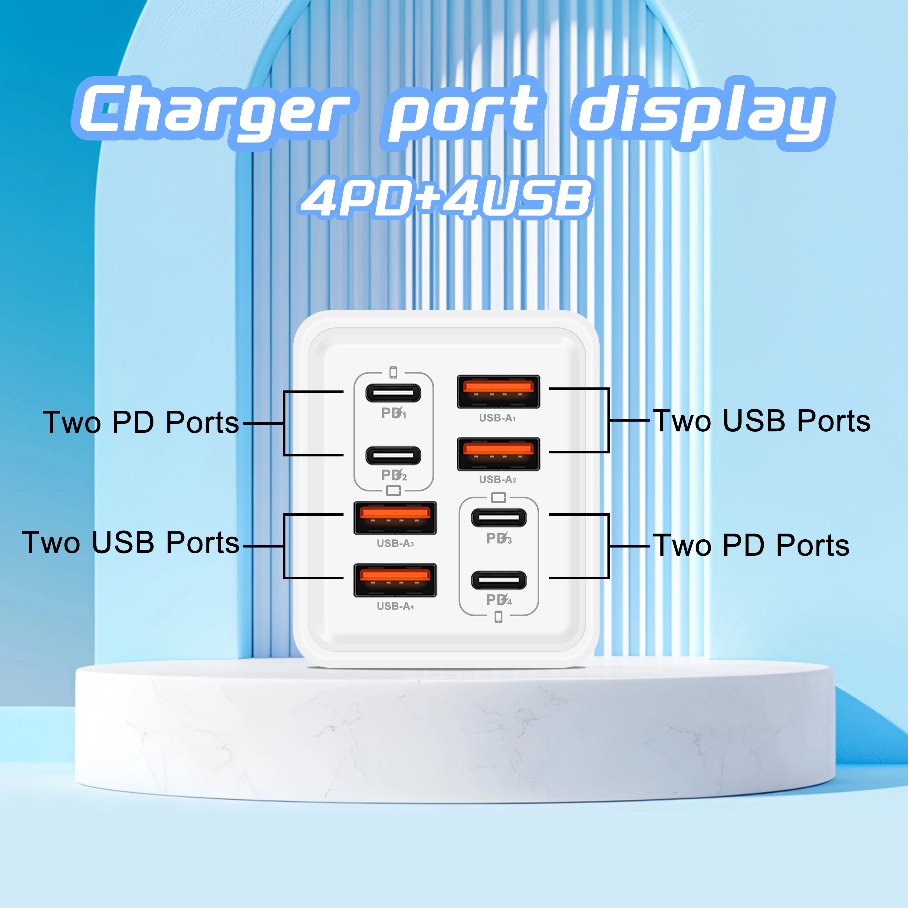 240W 8 in 1 fast charging power adaptor