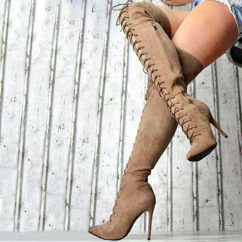 Thigh high suede boots