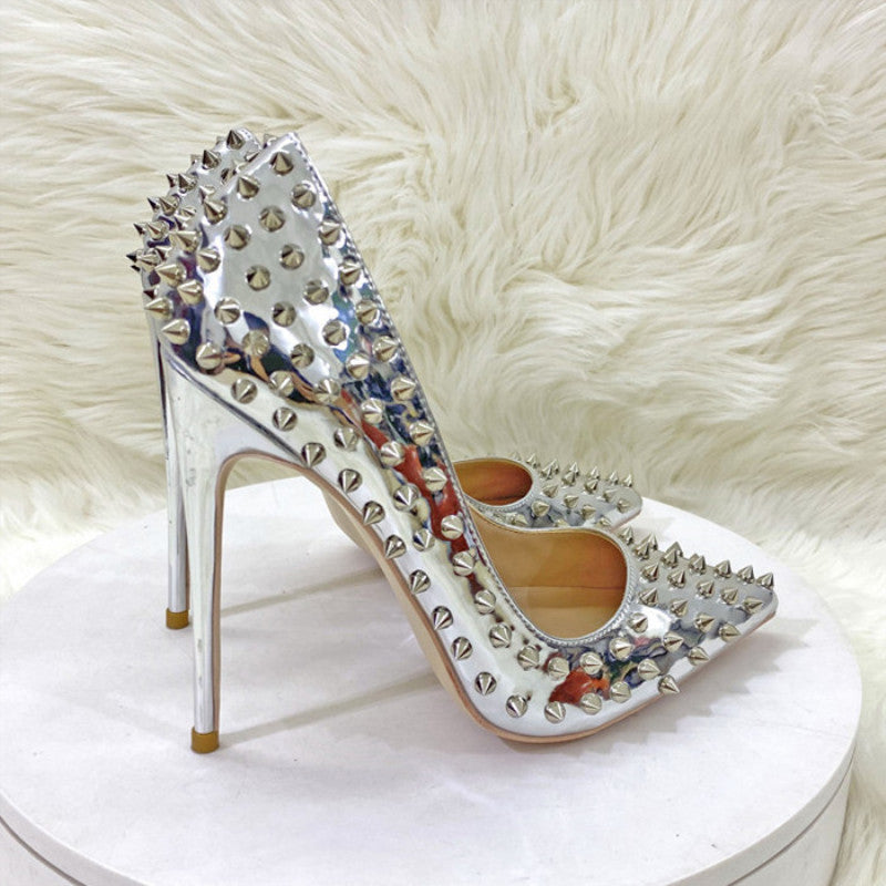 Silver studded heels
