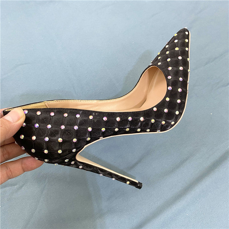 Black rhinestone stiletto heels