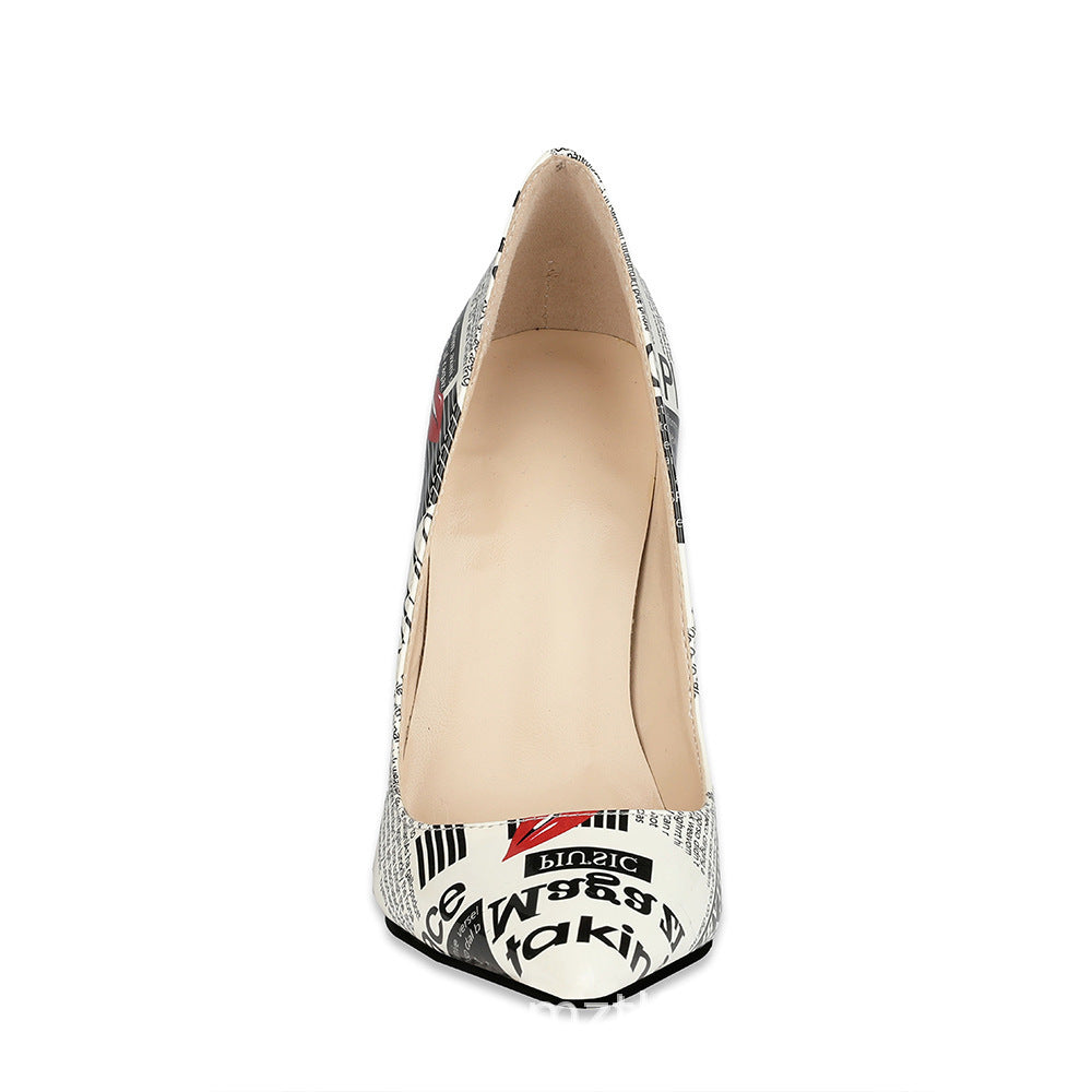 Newspaper print stiletto heel