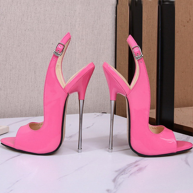 Steel heel Peeptoe stiletto shoe