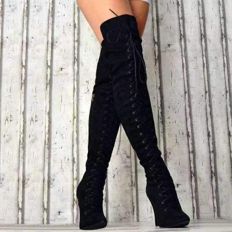 Thigh high suede boots