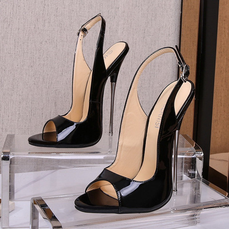 Steel heel Peeptoe stiletto shoe