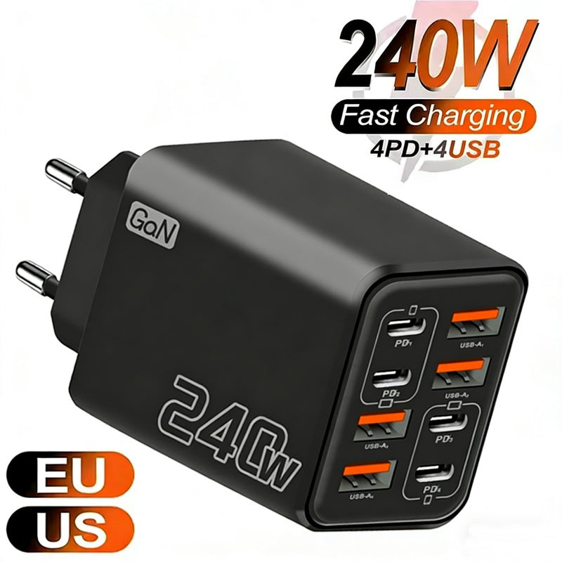 240W 8 in 1 fast charging power adaptor