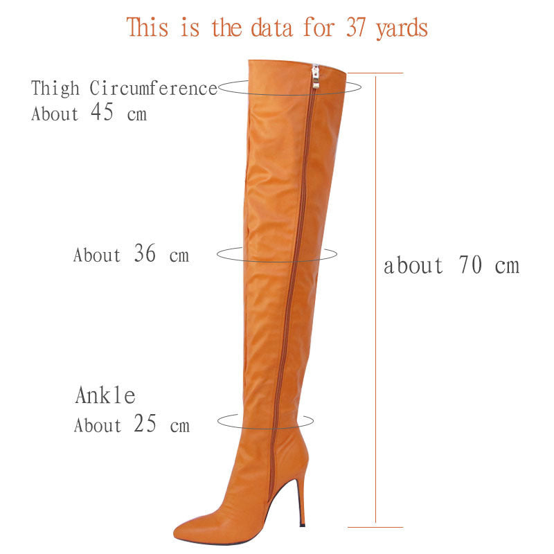 Thigh high leather stilleto boots
