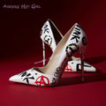 Graphic print stiletto heel
