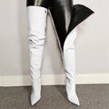 Thigh high leather stilleto boots