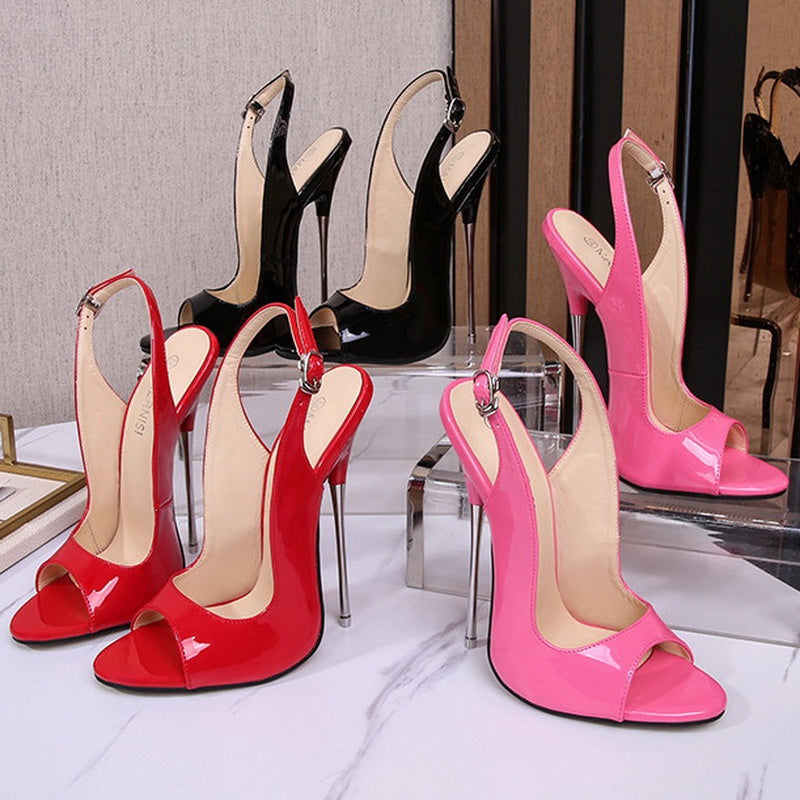 Steel heel Peeptoe stiletto shoe