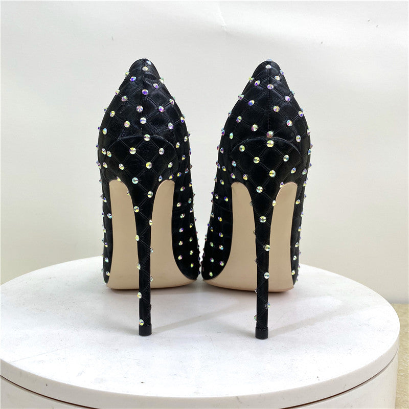 Black rhinestone stiletto heels