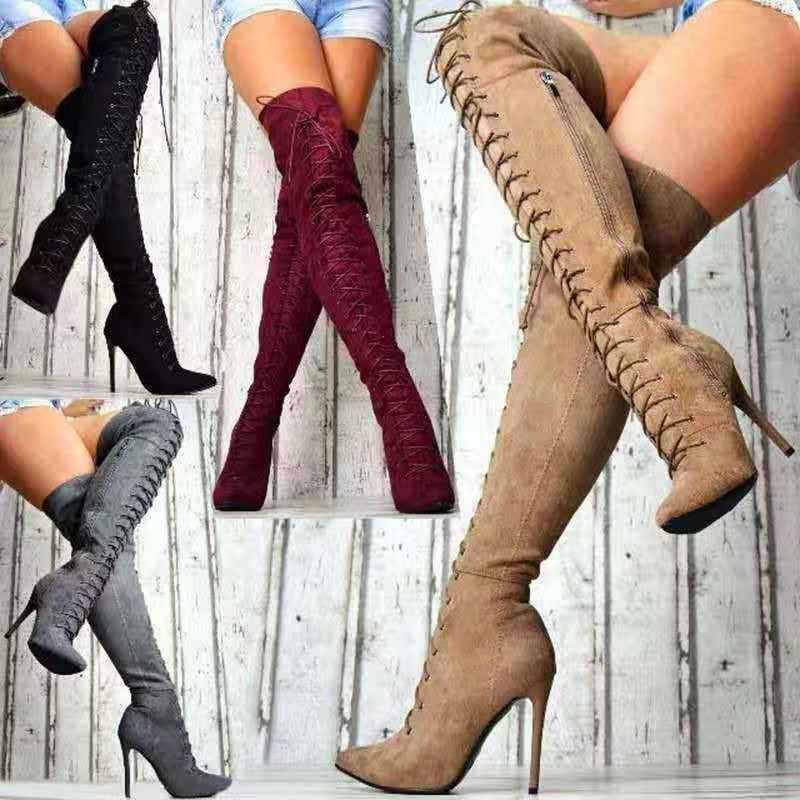 Thigh high suede boots