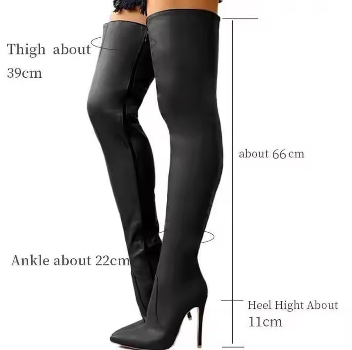 Leather thigh high boots