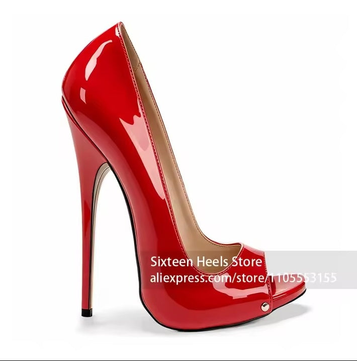 Peep toe stiletto heels