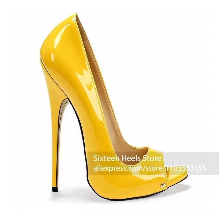 Peep toe stiletto heels