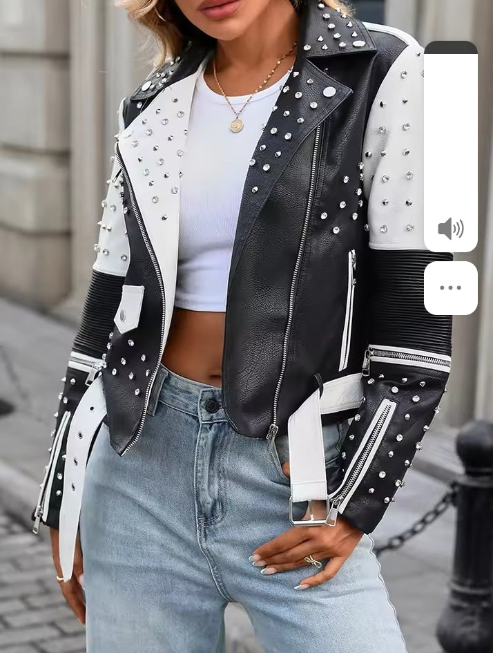 Leather looking studded jacket