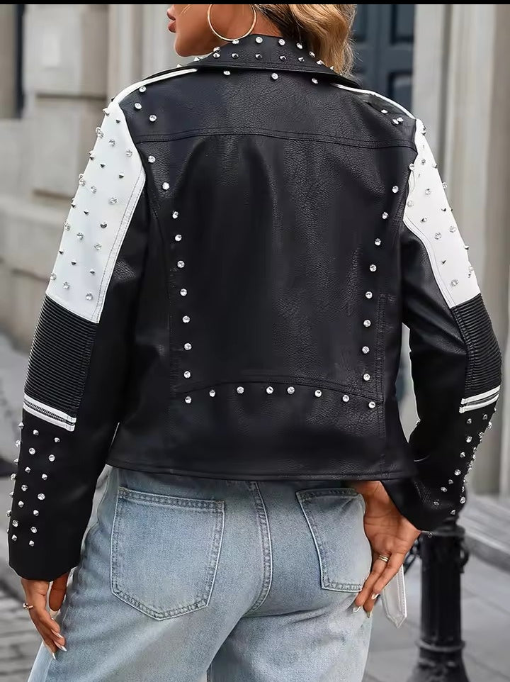 Leather looking studded jacket
