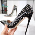 Studded black stiletto heels