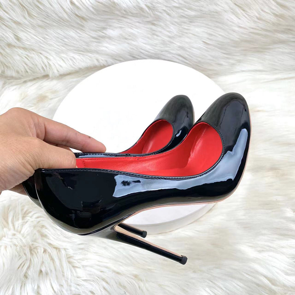 Black round toe stiletto heels
