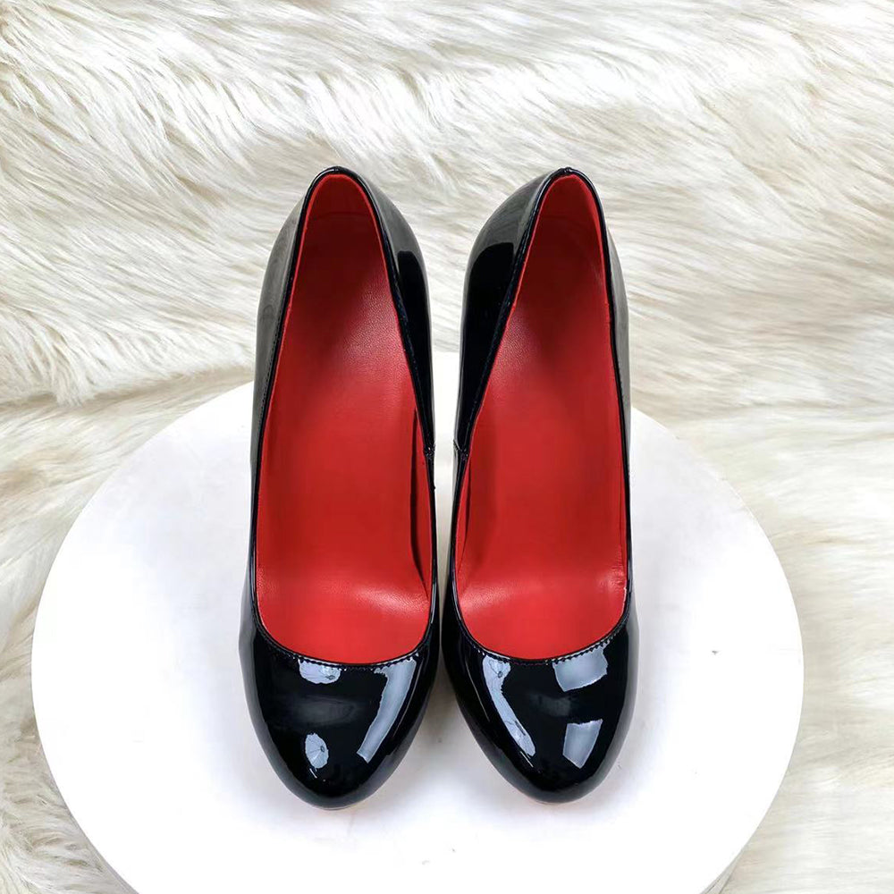 Black round toe stiletto heels