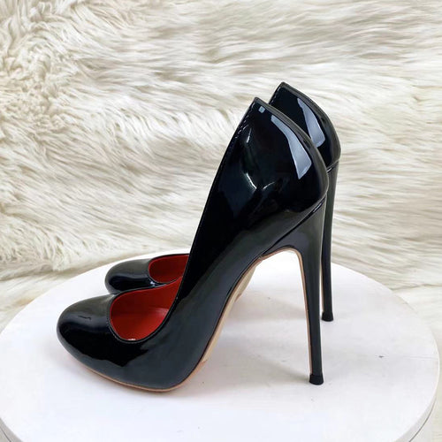 Black round toe stiletto heels